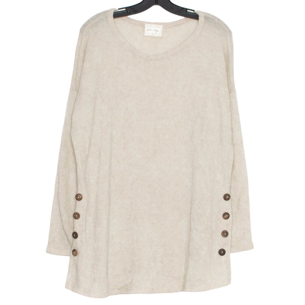 Angora Blend Sweater Oversized Tunic Cream L Minimalist Lagenlook Cozy Ella Mara